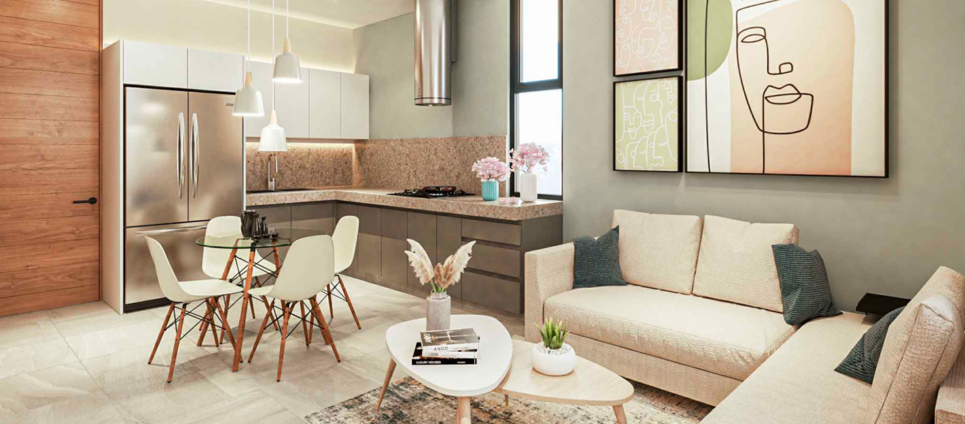 Departamento en Atala Dzityá, mod 1 hab + flex