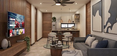 Departamento en Punta Norte Temozón, mod. 2 hab